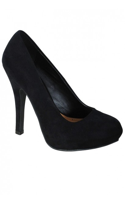 Nicole Suede Hidden Platform Pump in Black